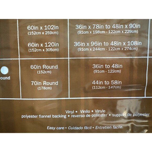 Tablecloth Vinyl Blue/tan 70 Inch Round With Umbrella Hole - Picture 5 of 5